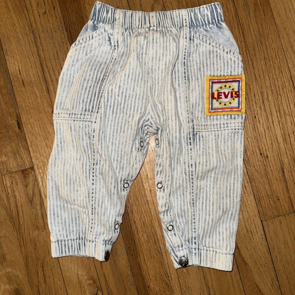 Vintage 1990s Little Levi’s Jeans Size 18 Months Acid Wash Stripe Jogger Snaps